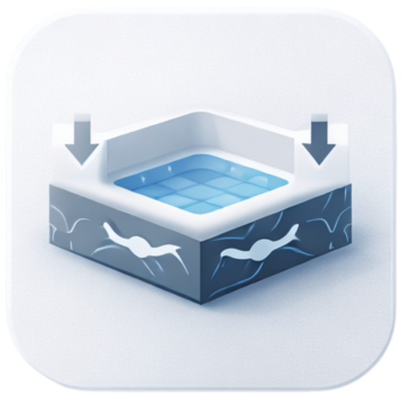 Backfilling of the pool with dry concrete and filling with water